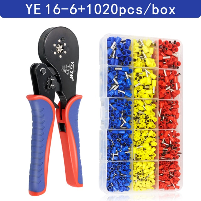 Tubular Terminal Crimping Pliers HSC8 6-4/6-6/16-6（max 0.08-16mm²）wire mini Ferrule crimper tools YEFYM Household electrical kit
