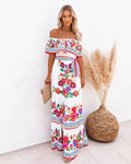 Summer Women's Dress 2021 White Floral Dress Off The Shoulder Long Dress Female Streetwear Casual Elegant Party Dresses Ladies