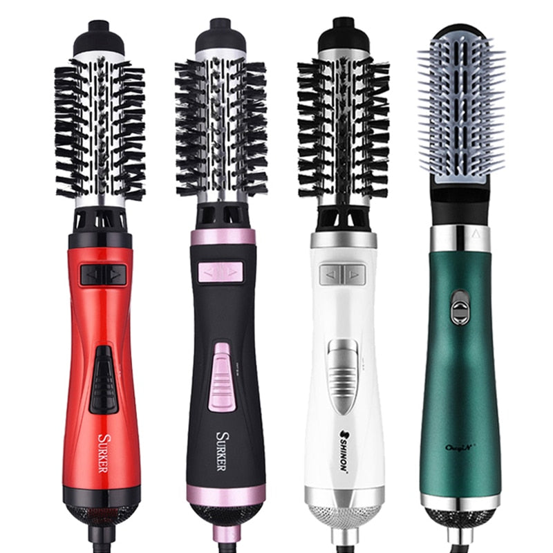 Professional Electric Volumizer Hair Curler Hot Air Hair Dryer Salon Straightener Rotating One Step Heat Air Comb Styling Brush