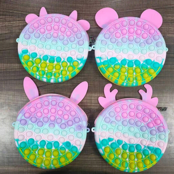 Cute Bag Fidget Toys Reliver Stress Toy Rainbow Push Bubble Simple Dimmer Antistress Toy Children Sensory Game Toy Backpack