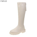 2022 Winter Long Brand Women's Boots Knee High Luxury Chelsea Chunky Platform Shoes Ytmtloy Zipper Round Toe Botines De Mujer