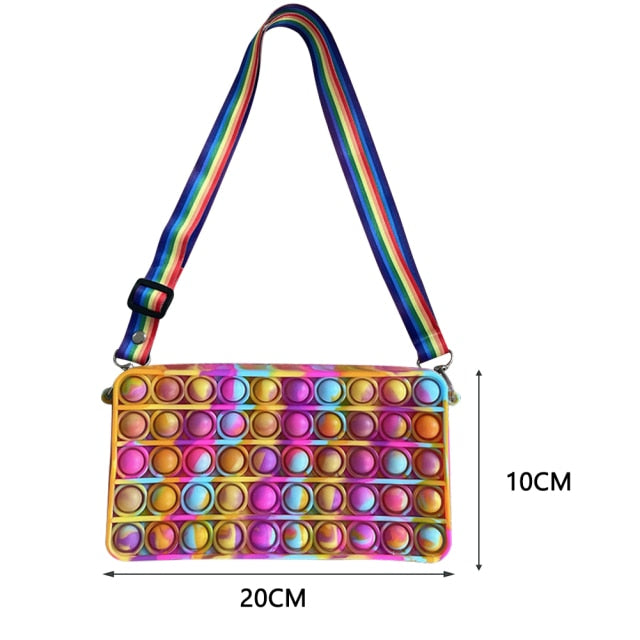 Cute Bag Fidget Toys Reliver Stress Toy Rainbow Push Bubble Simple Dimmer Antistress Toy Children Sensory Game Toy Backpack