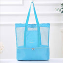 High Capacity Women Mesh Transparent Bag Double-layer Heat Preservation Large Picnic Beach Bags Tote Office Lunch Snacks Bag