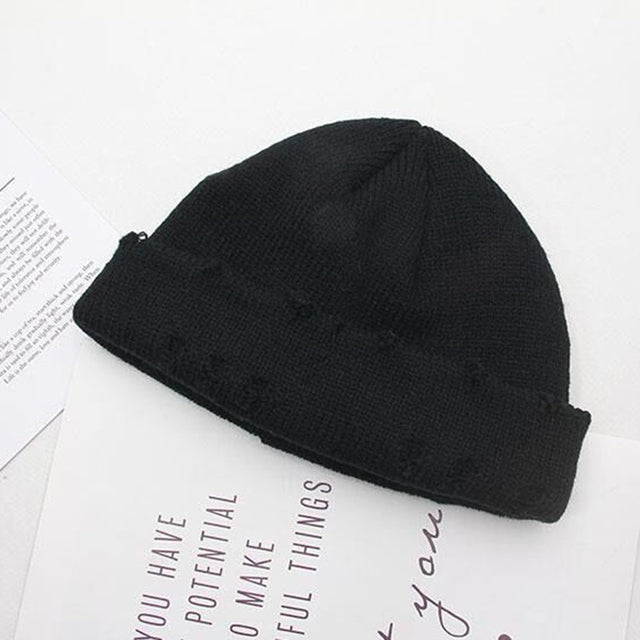 Winter Harajuku Women Skullies Knitted Fashion Warm Thick Hat Autumn Hip Hop Hole Beanies Unisex Basic Cap PJ009