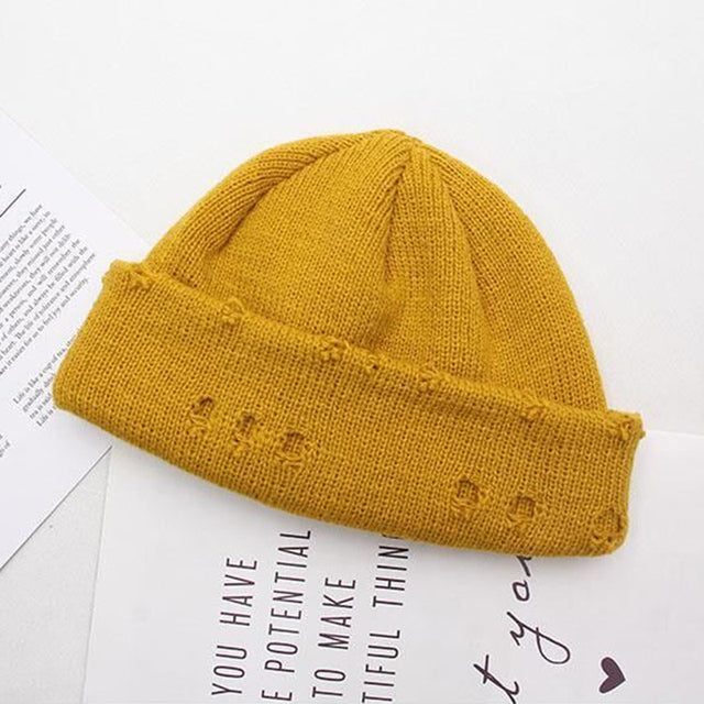 Winter Harajuku Women Skullies Knitted Fashion Warm Thick Hat Autumn Hip Hop Hole Beanies Unisex Basic Cap PJ009