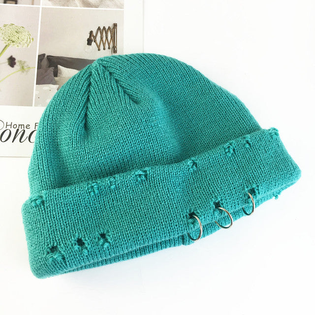 Winter Harajuku Women Skullies Knitted Fashion Warm Thick Hat Autumn Hip Hop Hole Beanies Unisex Basic Cap PJ009