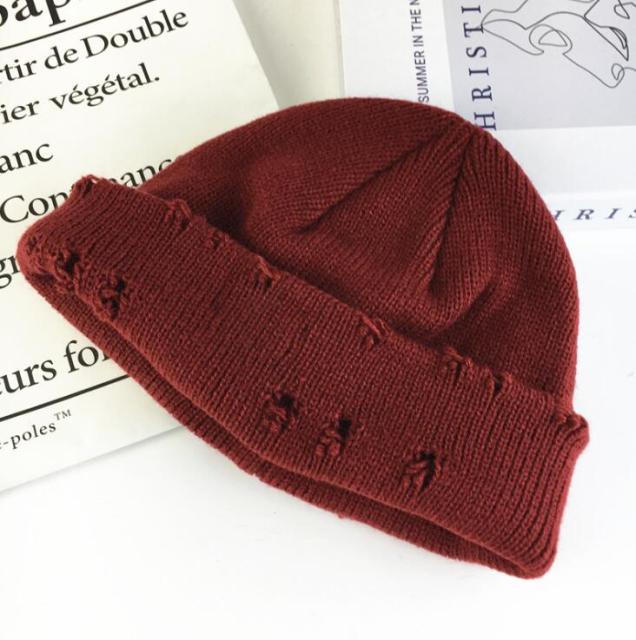 Winter Harajuku Women Skullies Knitted Fashion Warm Thick Hat Autumn Hip Hop Hole Beanies Unisex Basic Cap PJ009