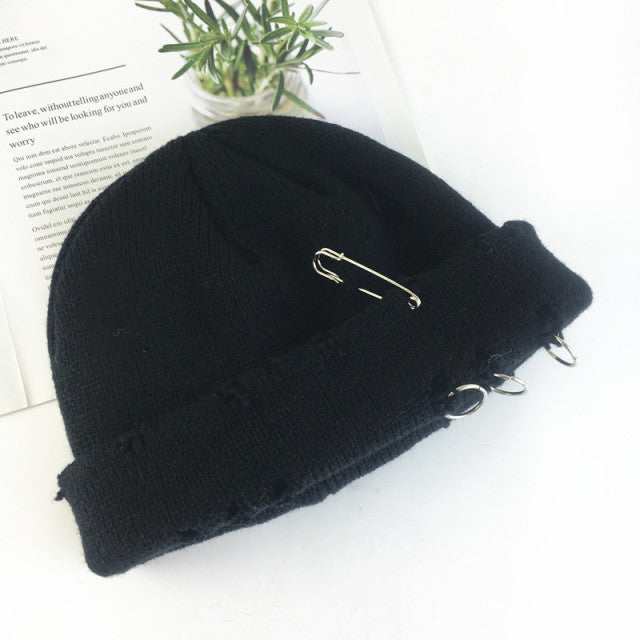 Winter Harajuku Women Skullies Knitted Fashion Warm Thick Hat Autumn Hip Hop Hole Beanies Unisex Basic Cap PJ009