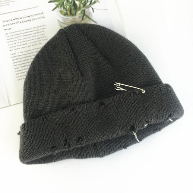 Winter Harajuku Women Skullies Knitted Fashion Warm Thick Hat Autumn Hip Hop Hole Beanies Unisex Basic Cap PJ009