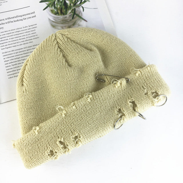 Winter Harajuku Women Skullies Knitted Fashion Warm Thick Hat Autumn Hip Hop Hole Beanies Unisex Basic Cap PJ009