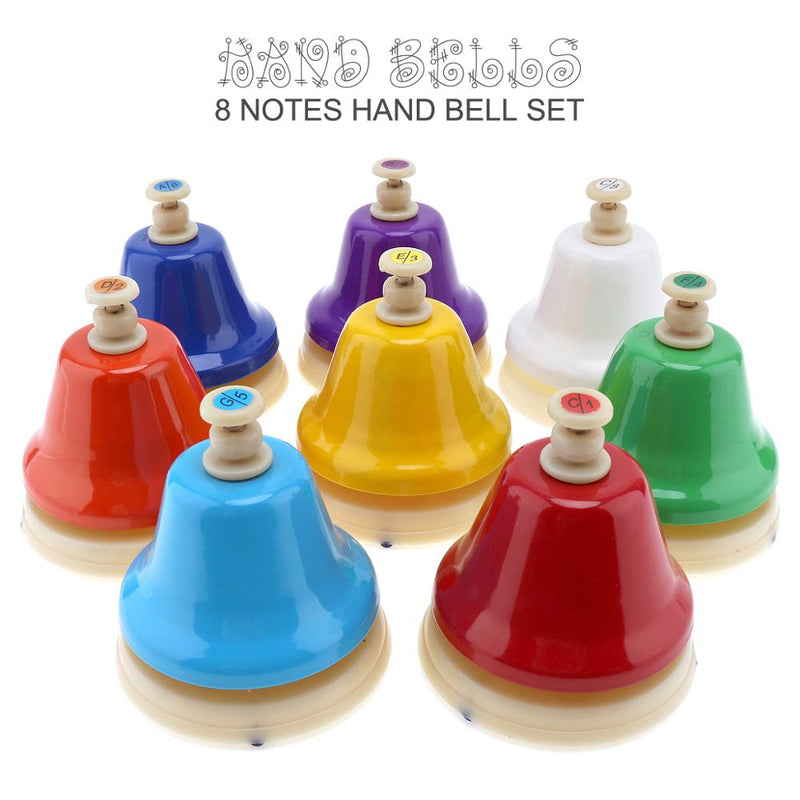 8 Notes Colorful Hand Bell Set Musical Instrument Musical Toy Beautiful Christmas Gift for Children Baby Early Education