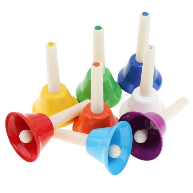 8 Notes Colorful Hand Bell Set Musical Instrument Musical Toy Beautiful Christmas Gift for Children Baby Early Education