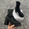 2021 NEW brand women autumn winter warm boots sexy high heels platform black brown zipper shoes woman ankle boots big size 35-42