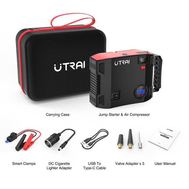 UTRAI 4 In 1 2000A Jump Starter 24000mAh Power Bank 150PSI Air Compressor Tire Pump Portable Charger Car Booster Starting Device