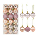 36Pcs Rose Gold Plastic Christmas Balls Ornament 4cm Hang Pendant Ball Indoor New Year Xmas Tree Decor Home Christmas Decoration