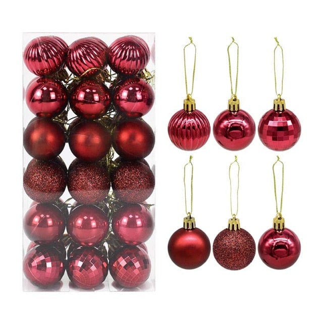 36Pcs Rose Gold Plastic Christmas Balls Ornament 4cm Hang Pendant Ball Indoor New Year Xmas Tree Decor Home Christmas Decoration