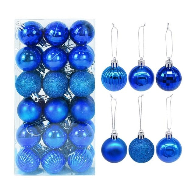 36Pcs Rose Gold Plastic Christmas Balls Ornament 4cm Hang Pendant Ball Indoor New Year Xmas Tree Decor Home Christmas Decoration