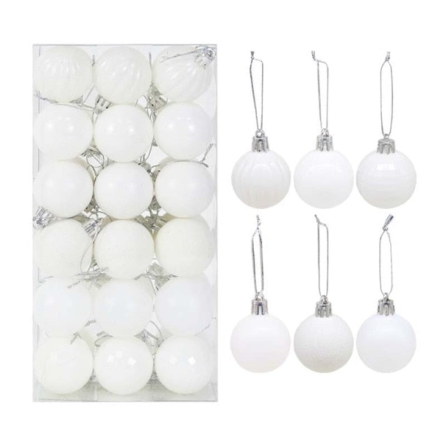 36Pcs Rose Gold Plastic Christmas Balls Ornament 4cm Hang Pendant Ball Indoor New Year Xmas Tree Decor Home Christmas Decoration