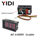 AC 30-500V AC 0-600V 0.56'' Digital Voltmeter calibrate reading DC 3.5-30V DC 0-100V Red Green Blue LED display voltage meter