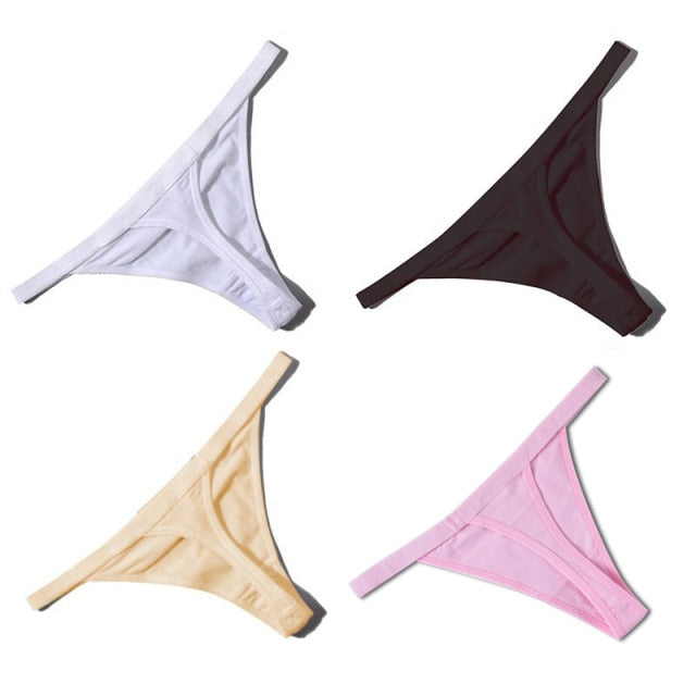 4 Pcs Sexy Women Cotton G String Thongs Low Waist Seamless Female Underpants Comfortable Ladies Underwear Lingerie