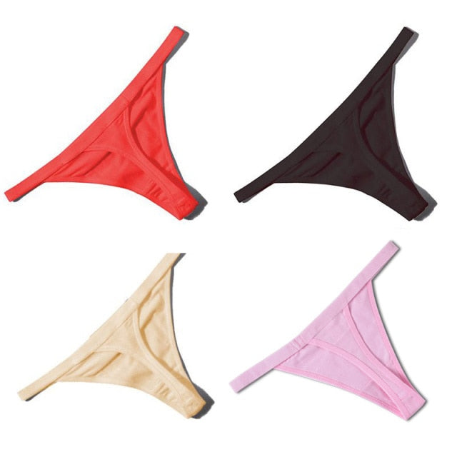 4 Pcs Sexy Women Cotton G String Thongs Low Waist Seamless Female Underpants Comfortable Ladies Underwear Lingerie