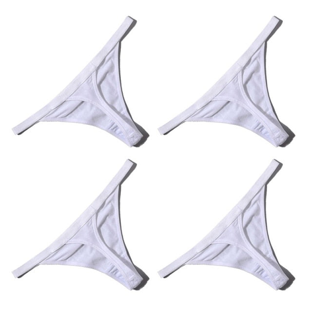 4 Pcs Sexy Women Cotton G String Thongs Low Waist Seamless Female Underpants Comfortable Ladies Underwear Lingerie