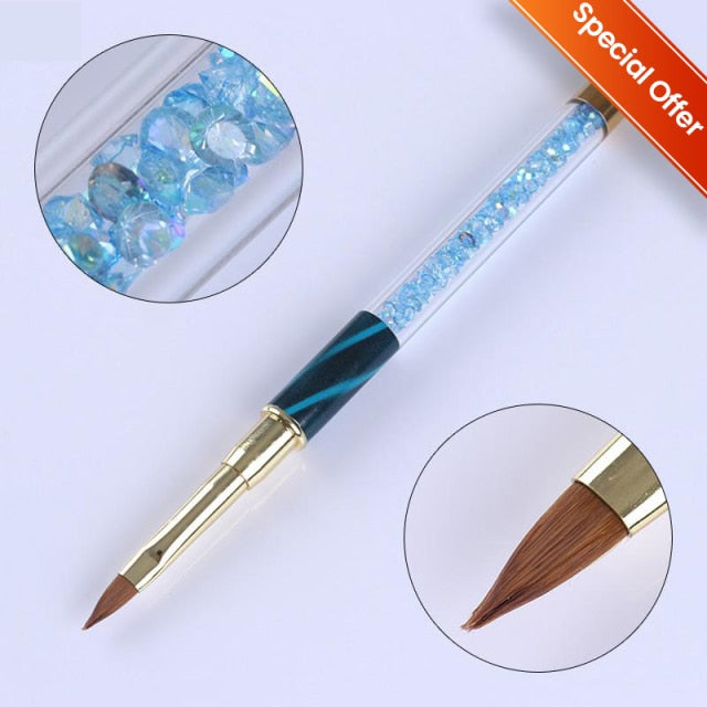 French Tip Nail Brush Silver Black Handle Half Moon Shape Acrylic Painting Drawing Pen  Nail Art Tool