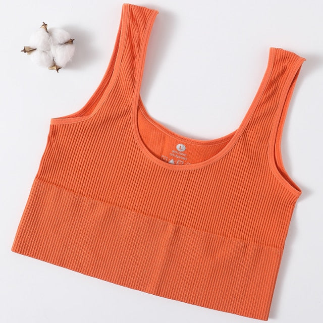 Women Tops Summer Tank Top Female Crop Tops Cami Seamless Underwear Scoop Neck Ribbed Basic Tee Sexy Lingerie U Back Camisole