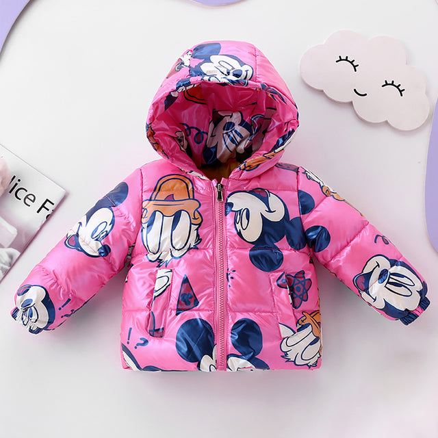 Disney Jacket for Girls Children's Lightweight Down Jacket Boys and Girls White Duck Down Girls' Bright Minnie Children's Jacket