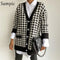 Sampic Loose Patchwork Knitwear Winter 2021 Women Cardigans Tops Oversized Long Sleeve Y2K V Neck Sweater Casual Fashion Tops