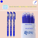 85Pcs/Set Blue Black Ink Gel Pen 0.5mm Erasable Refill Rod Erasable Pen Washable Handle School Writing Kawaii Stationery Gel Pen