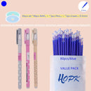 85Pcs/Set Blue Black Ink Gel Pen 0.5mm Erasable Refill Rod Erasable Pen Washable Handle School Writing Kawaii Stationery Gel Pen