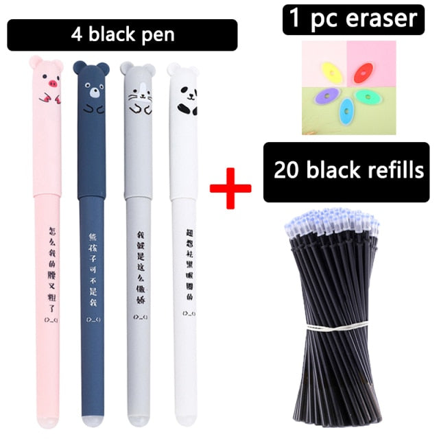 25 Pcs/set Kawaii Erasable pens Gel Pen cute gel pens school Writing Stationery for Notebook scholl supplies pen cute pens