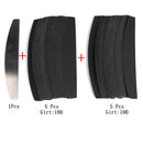 10pcs Black/Grey Removable SandPaper Nail File With Stainless Steel Handle Metal Replacement Nail Buffer 100/180 For Manicure