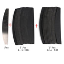 10pcs Black/Grey Removable SandPaper Nail File With Stainless Steel Handle Metal Replacement Nail Buffer 100/180 For Manicure
