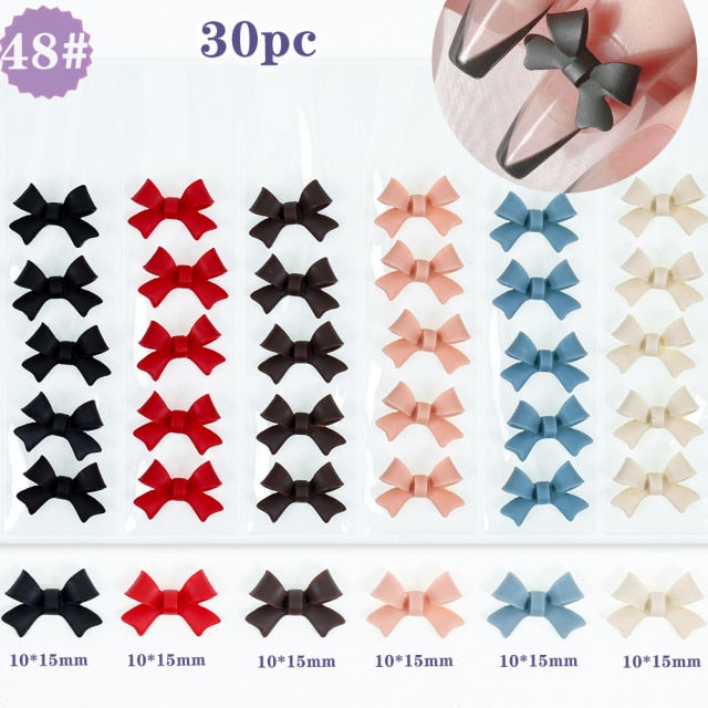 1 Pack 3D Cute Aurora Bear/Bow Ties/Skirt/White Flowers Acrylic Nail Art Decorations For Nails Glitter DIY Manicure Accessories