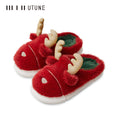UTUNE Winter Women Furry Cartoon Slippers Rabbit Wool Home Shoes EVA Platform Slient Men Flat Shoes Pantuflas de mujer Christmas