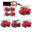 4pcs/2pcs/1pc Construction Toy Engineering Car Fire truck Screw Build and Take Apart Great for Kids Boys, Educational Toy DIY