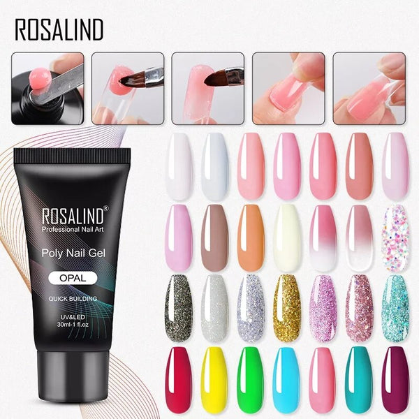 ROSALIND Poly Nail Gel For Nails Extension Finger nail art Manicure Acryl gel Varnish hybrid 30ML Poly Nail Gel Polish Extension