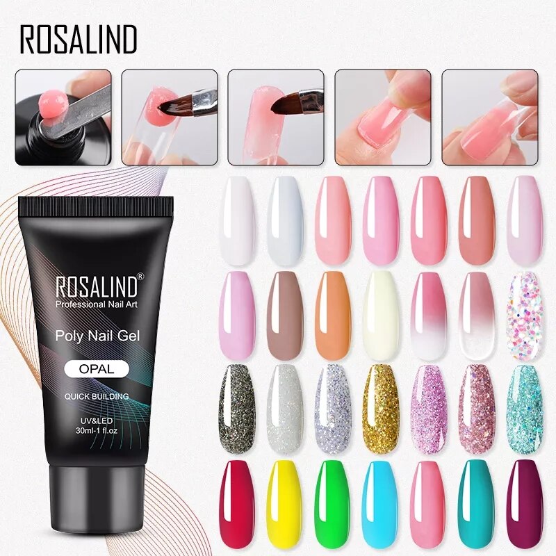 ROSALIND Poly Nail Gel For Nails Extension Finger nail art Manicure Acryl gel Varnish hybrid 30ML Poly Nail Gel Polish Extension