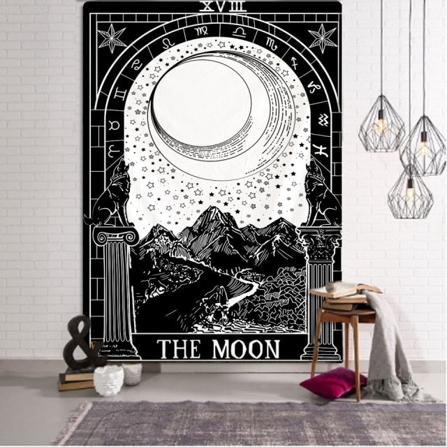Tarot card psychedelic scene home decoration art tapestry hippie bohemian decoration divination wall hanging sheets