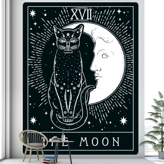 Tarot card psychedelic scene home decoration art tapestry hippie bohemian decoration divination wall hanging sheets