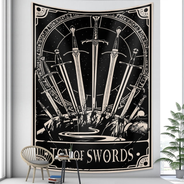 Tarot card psychedelic scene home decoration art tapestry hippie bohemian decoration divination wall hanging sheets