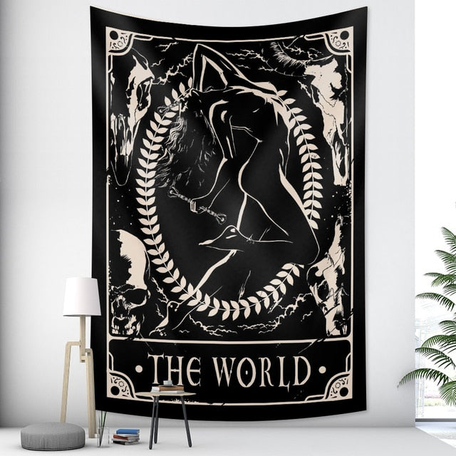 Tarot card psychedelic scene home decoration art tapestry hippie bohemian decoration divination wall hanging sheets