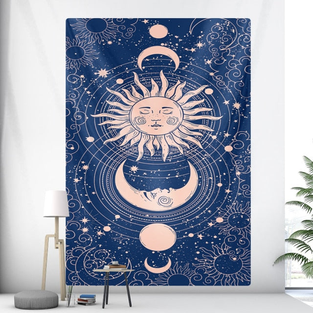 Tarot card psychedelic scene home decoration art tapestry hippie bohemian decoration divination wall hanging sheets