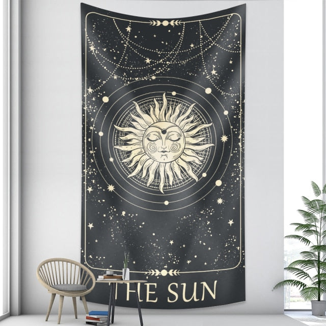 Tarot card psychedelic scene home decoration art tapestry hippie bohemian decoration divination wall hanging sheets