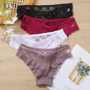 FINETOO 3Pcs/set Lace Panties Sexy Low-rise Brazilian Underwear Fashion Lattice Transparent Underpants M-2XL Sexy Panty Lingerie