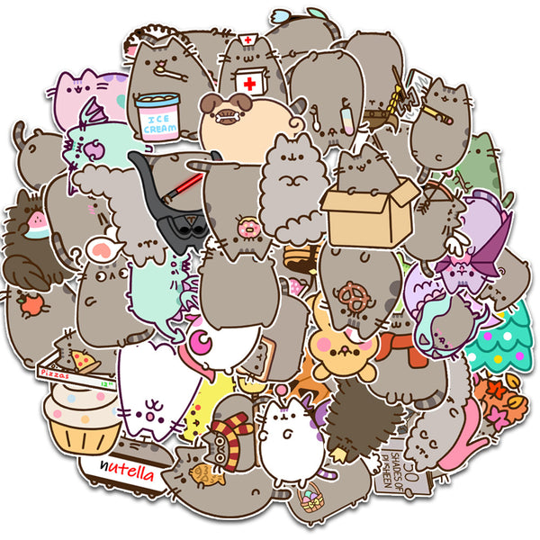 10/30/50pcs Kawaii Chunky Cat Stickers Cute Decorative Stationery Scrapbook Notebook Phone Diary DIY Waterproof Kids Sticker Toy