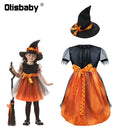 Children's Girl Witch Vampire Halloween Costume Kids Clothing Set Carnival Cosplay Costumes Prom Dress Suit Leggings Pumpkin Bag