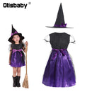 Children's Girl Witch Vampire Halloween Costume Kids Clothing Set Carnival Cosplay Costumes Prom Dress Suit Leggings Pumpkin Bag